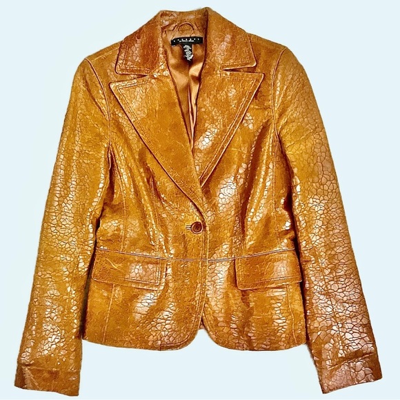 LAUNDRY Embossed Leather Fitted Blazer Jacket S - Picture 8 of 12